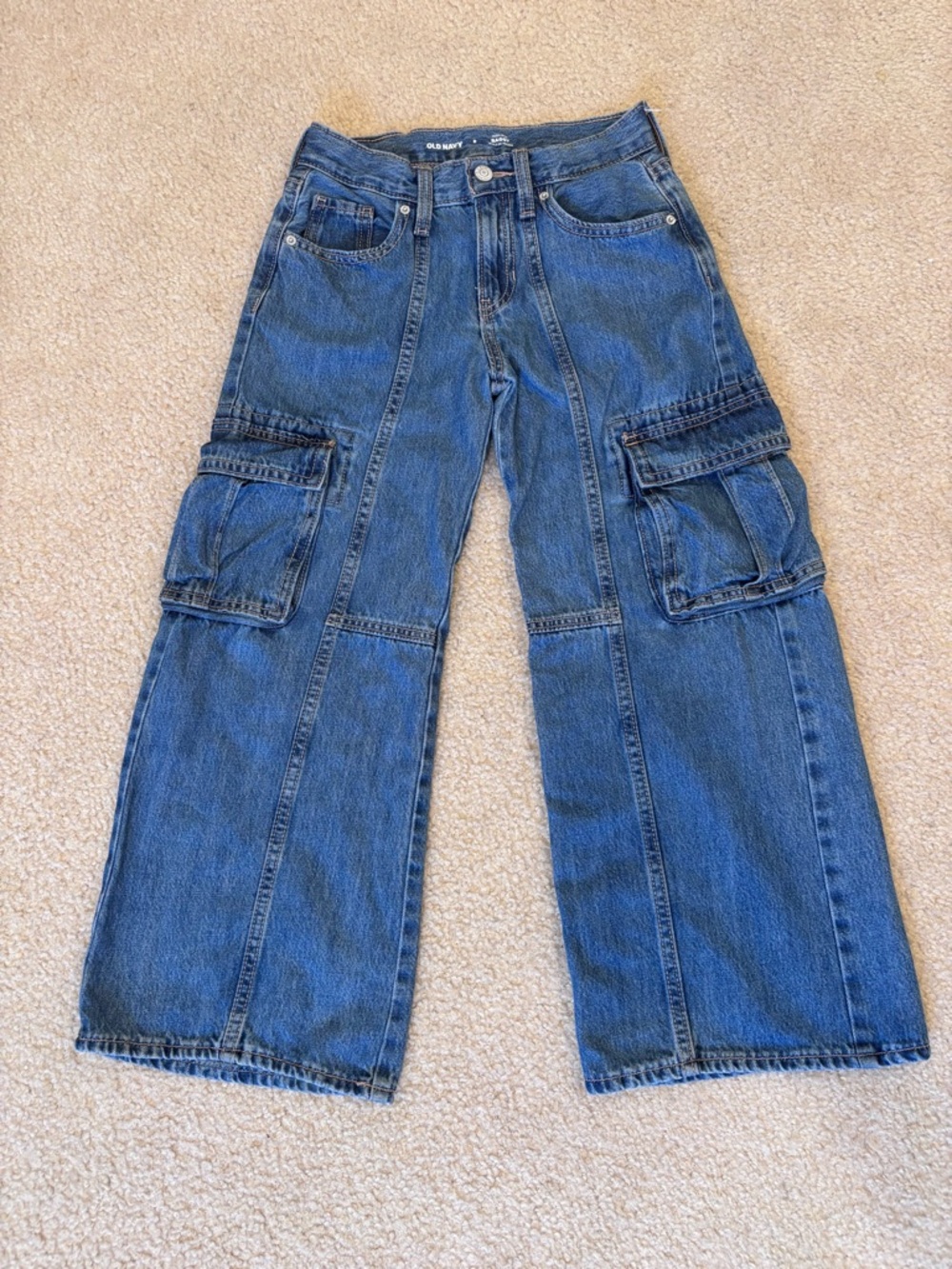 Old Navy Light Blue Kids Girls Cargo Denim Jeans - size 8